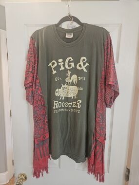 Comfort Colors Olive Green Pig & Rooster Graphic Top Kimono